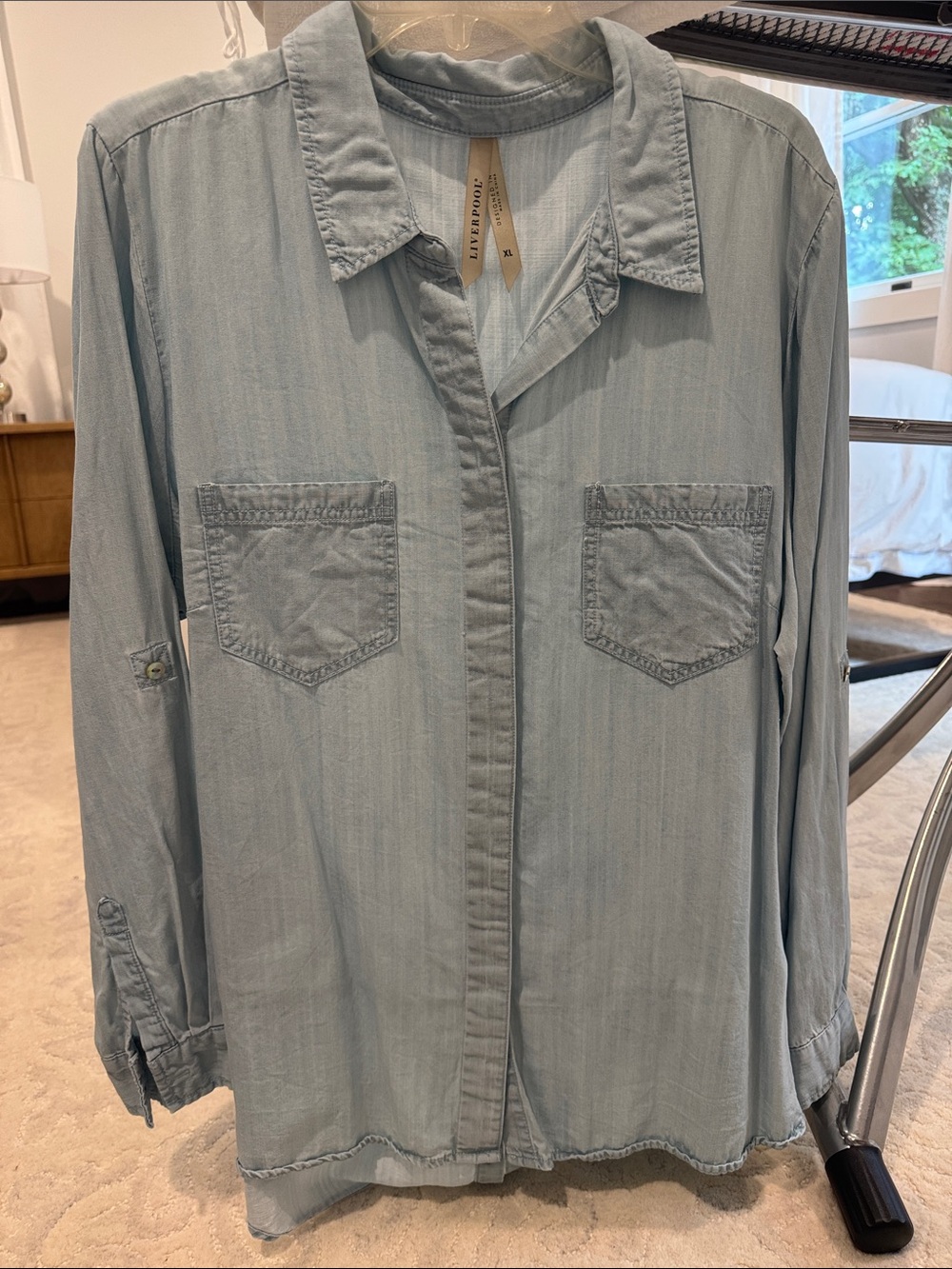 Liverpool Light Blue Denim-Style Women's Button Down Shirt
